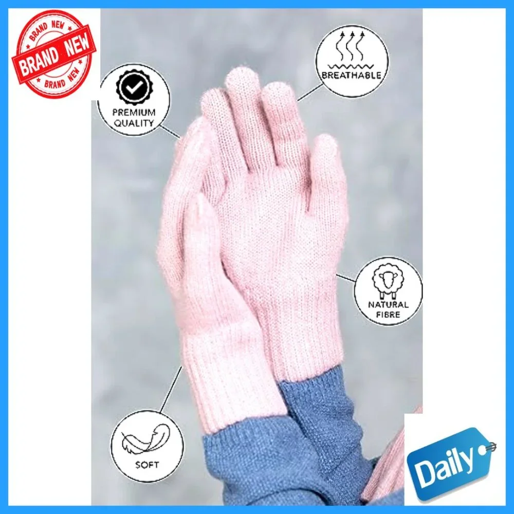 Wool Toddler Mittens Ages 1-8, Double-Layer Warm Winter Gloves